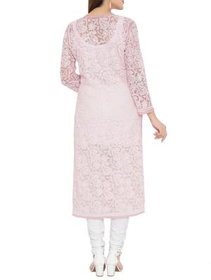 ada pink georgette straight kurta - 14130471 - Standard Image - 3