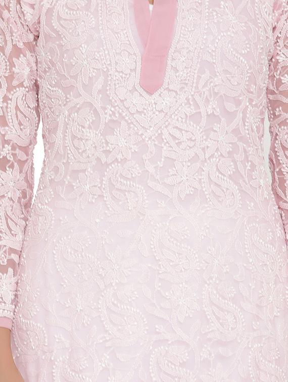 ada pink georgette straight kurta - 14130471 - Zoom Image - 4