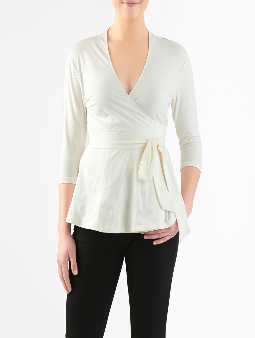 Off White Wrap Style Top - 14132652 - Zoom Image - 1