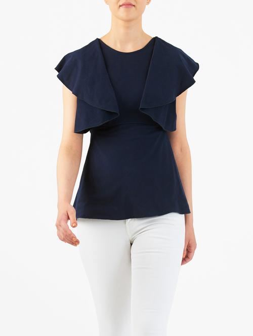 I WEAR MY STYLE navy blue cotton jersey top - 14132676 - Standard Image - 1