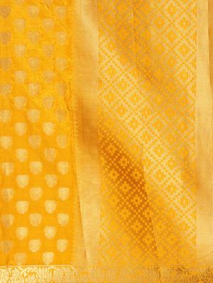 yellow art silk kanjivaram saree with blouse - 14132796 - Standard Image - 4