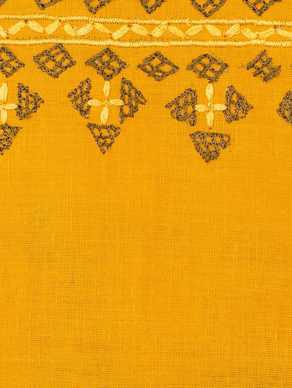 mustard cotton straight kurta - 14136143 - Zoom Image - 4