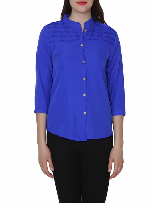 blue crepe regular shirt - 14137064 -  Standard Image - 0