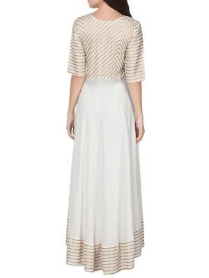 white rayon flared kurta - 14137294 - Standard Image - 3