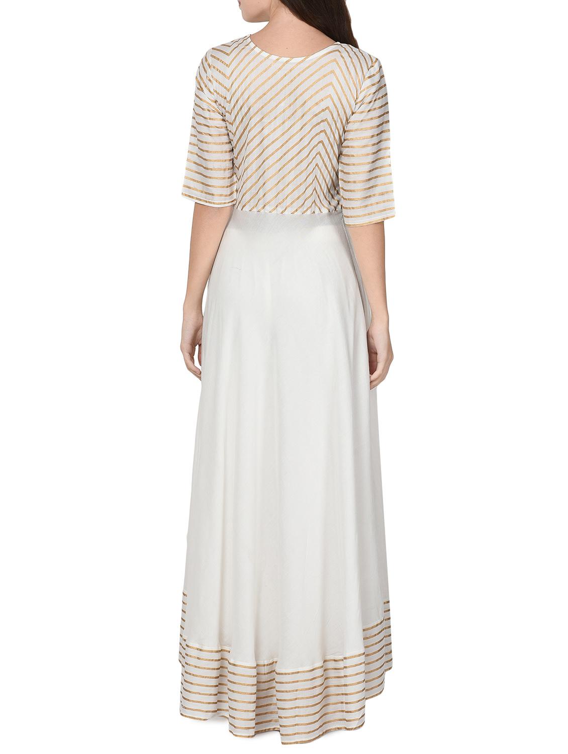 white rayon flared kurta - 14137294 - Zoom Image - 3