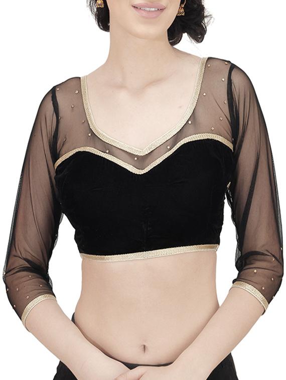 black solid stitched blouse - 14137602 - Zoom Image - 1