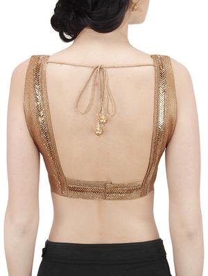 brown solid stitched blouse - 14137603 - Standard Image - 3