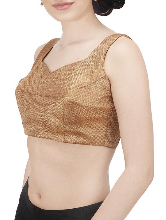 brown solid stitched blouse - 14137603 - Zoom Image - 2