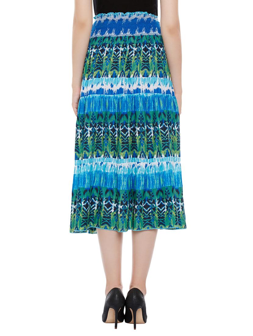 blue cotton aline skirts - 14137744 - Zoom Image - 3