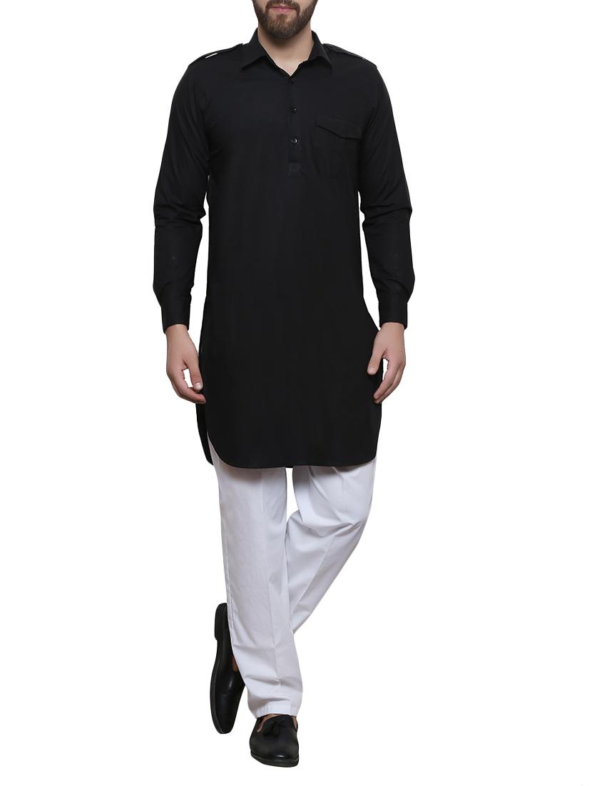 black cotton pathani kurta