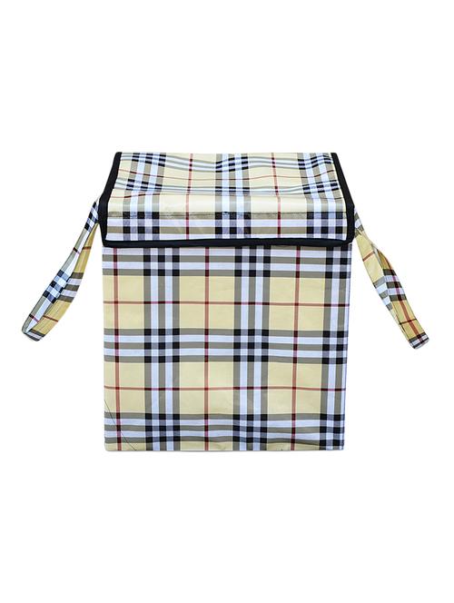 Beige Check Foldable Laundry basket - 14140752 - Standard Image - 1