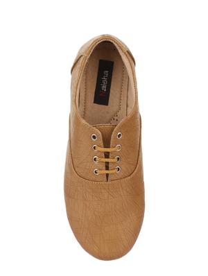 tan faux leather laceup casual shoes - 14146481 - Standard Image - 4