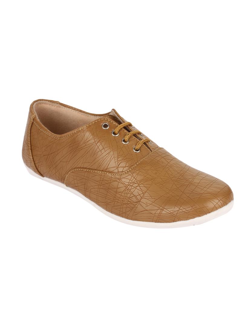 tan faux leather laceup casual shoes - 14146481 - Zoom Image - 1
