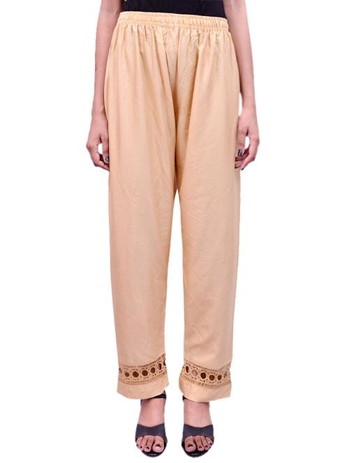 beige rayon palazzos - 14147689 -  Standard Image - 0