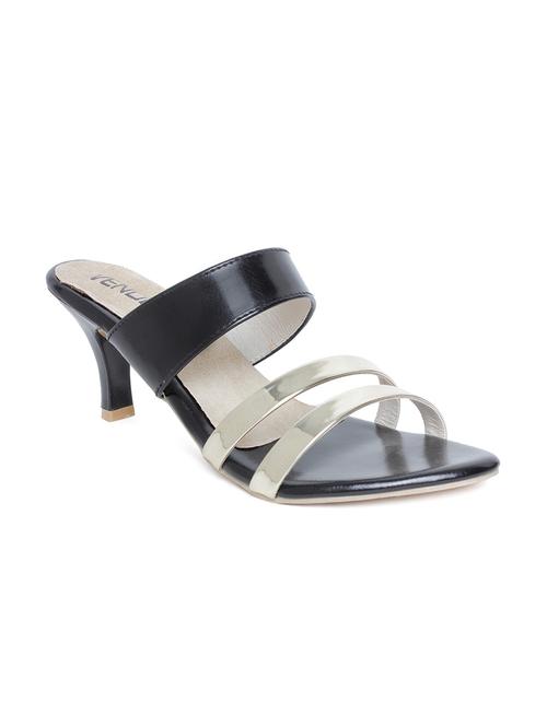 black faux leather slip on sandals - 14150490 - Very Small Image - 1