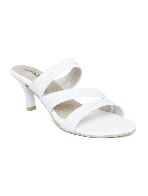 white faux leather slip on sandals - 14150512 -  Standard Image - 0