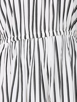 white striped crepe fit & flare dress - 14151989 - Standard Image - 5