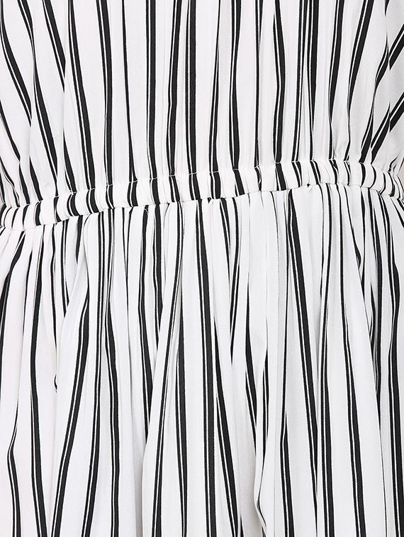 white striped crepe fit & flare dress - 14151989 - Zoom Image - 5