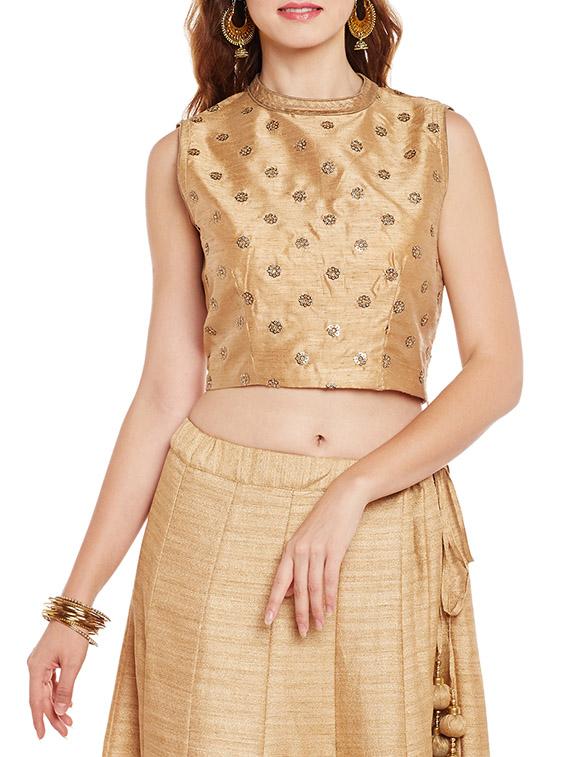 beige embellished stitched blouse - 14152443 - Zoom Image - 1