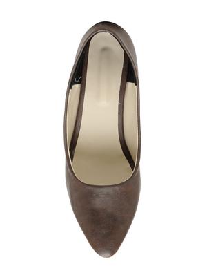 brown leatherette slip on pumps - 14152587 - Standard Image - 4