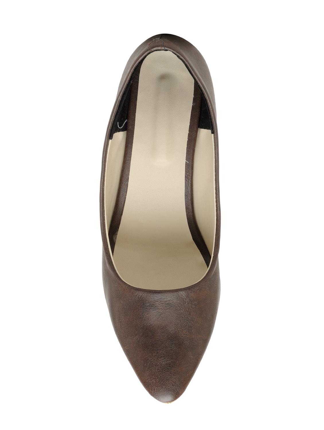brown leatherette slip on pumps - 14152587 - Zoom Image - 4