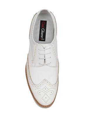 white leatherette lace up shoe - 14153666 - Standard Image - 4
