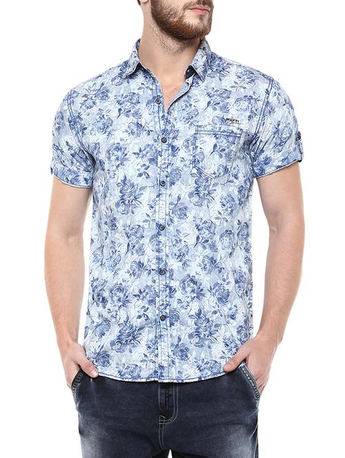 blue cotton casual shirt - 14153761 - Very Small Image - 1
