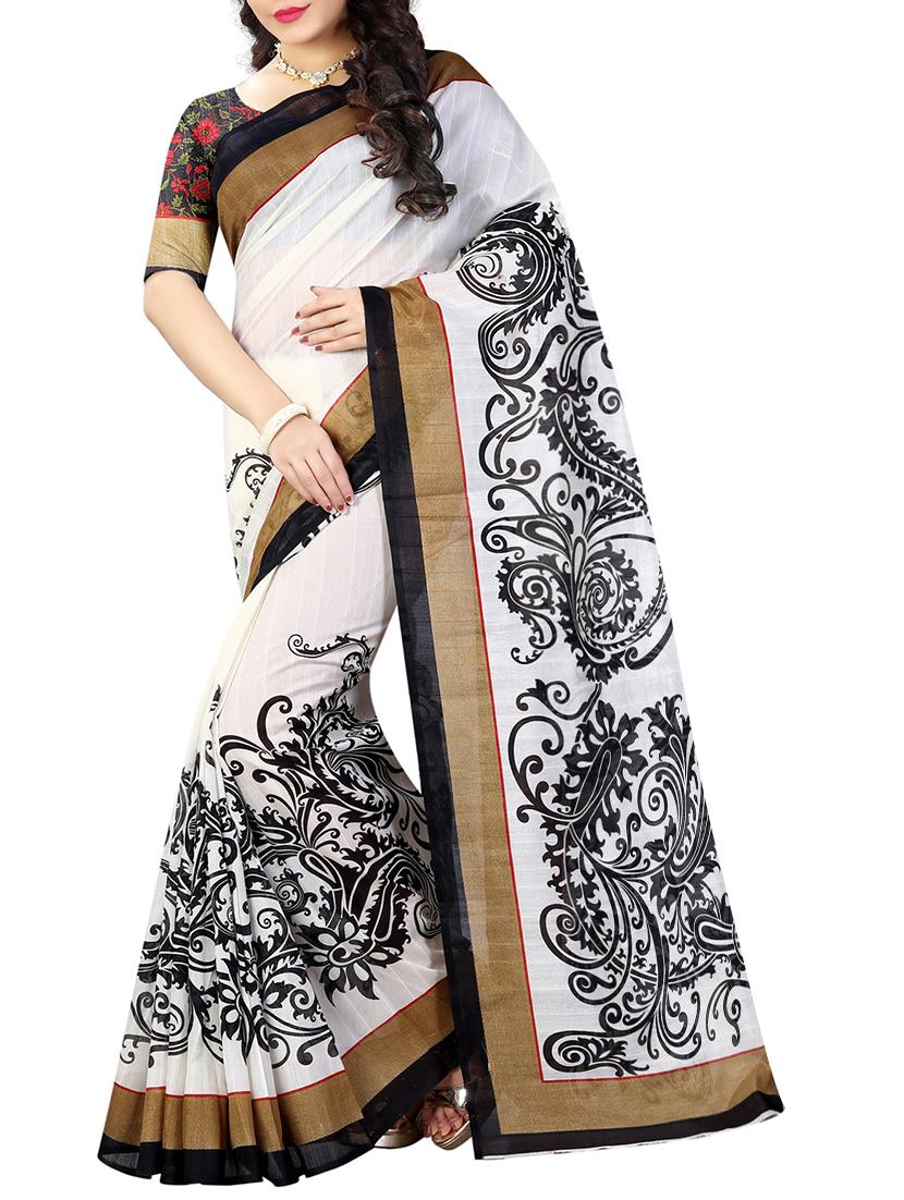 white silk bhagalpuri saree with blouse