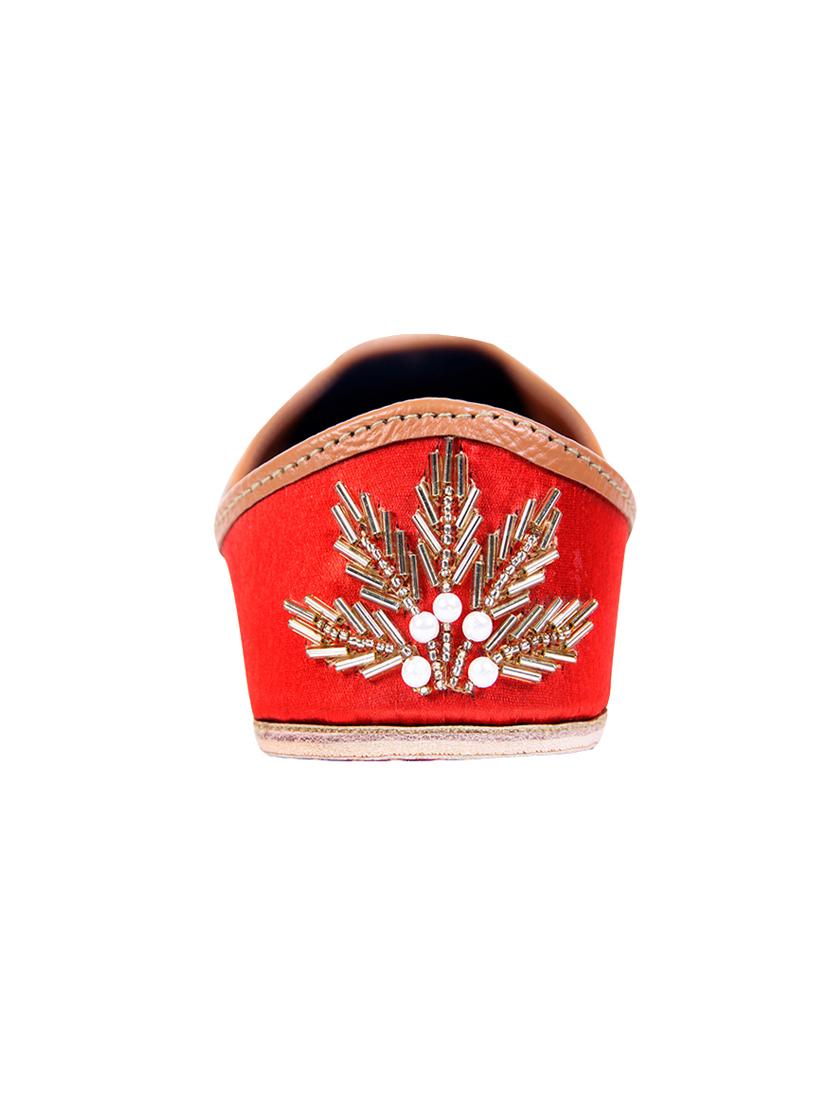 kiyaralove red silk base with pearl handcrafted jutti - 14154627 - Zoom Image - 3