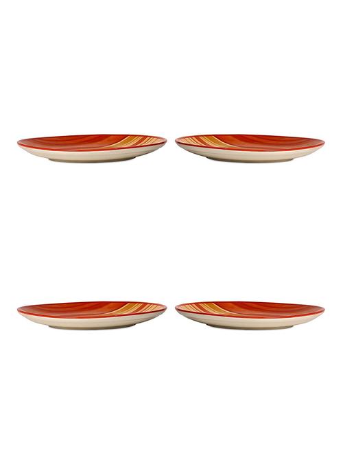 quarter plate 7in ceramic/stoneware in orange and beige studio (set of 4) handmade by caffeine - 14156895 - Very Small Image - 1