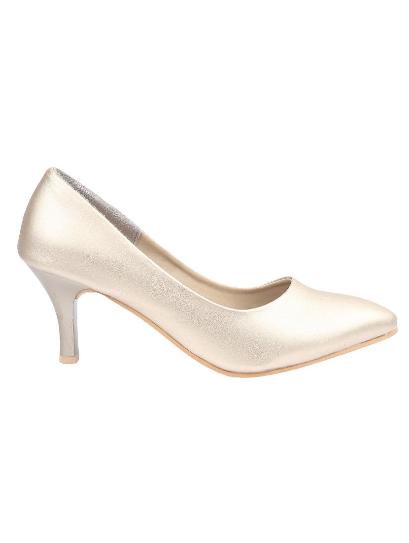 gold leatherette slip on pumps - 14157991 - Zoom Image - 2
