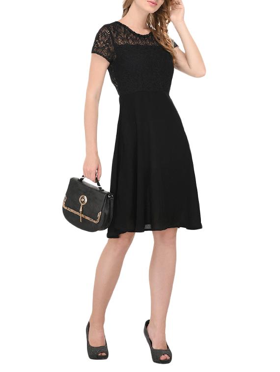floral laced a-line dress - 14160636 - Zoom Image - 1