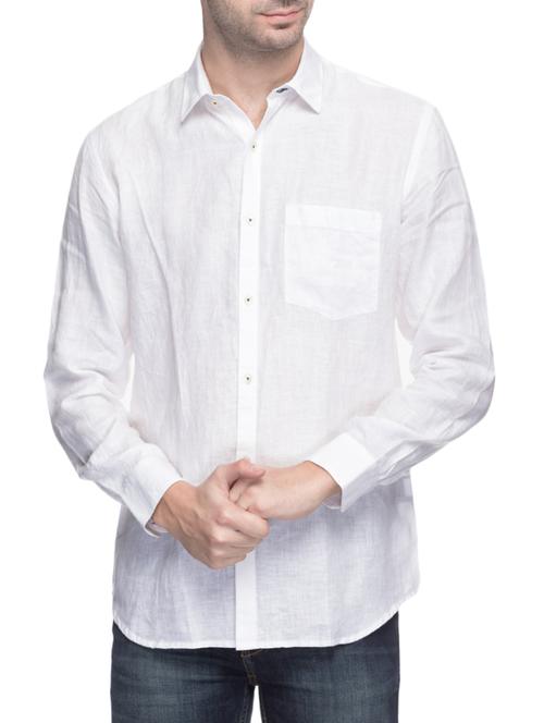 white linen casual shirt - 14161159 - Very Small Image - 1
