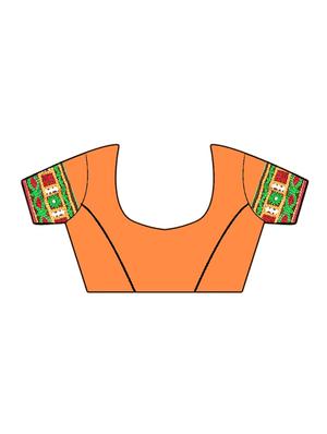 red & orange half & half saree with blouse - 14161175 - Standard Image - 3