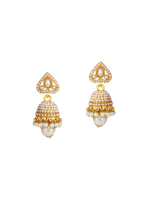 white metal jhumka earrings - 14161653 - Very Small Image - 1