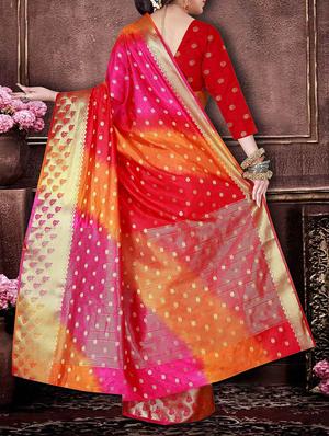 multi colored silk woven saree with blouse - 14161972 - Standard Image - 2