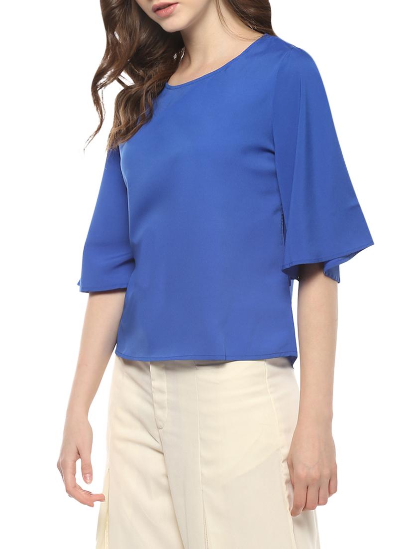 blue crepe regular top - 14163410 - Zoom Image - 2