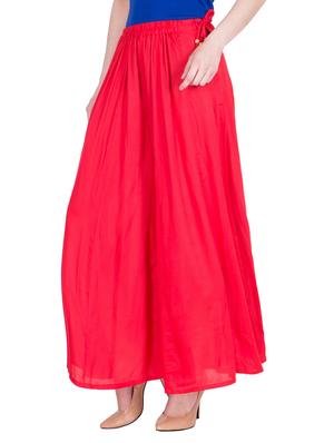 solid red viscose palazzo - 14166759 -  Standard Image - 1