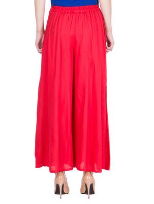 solid red viscose palazzo - 14166759 - Standard Image - 3