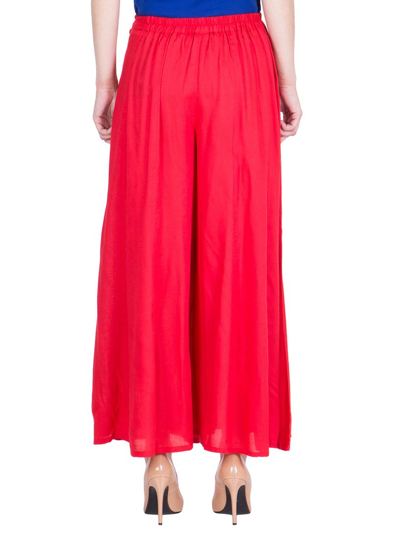 solid red viscose palazzo - 14166759 - Zoom Image - 3