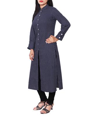blue cotton straight kurta - 14167860 - Standard Image - 2