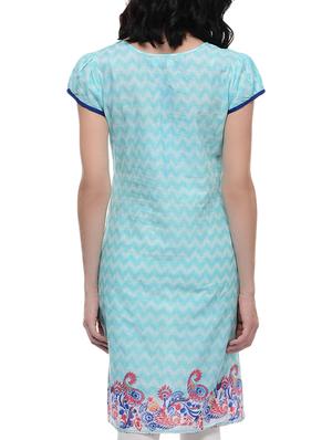sky blue cotton straight kurta - 14167872 - Standard Image - 2
