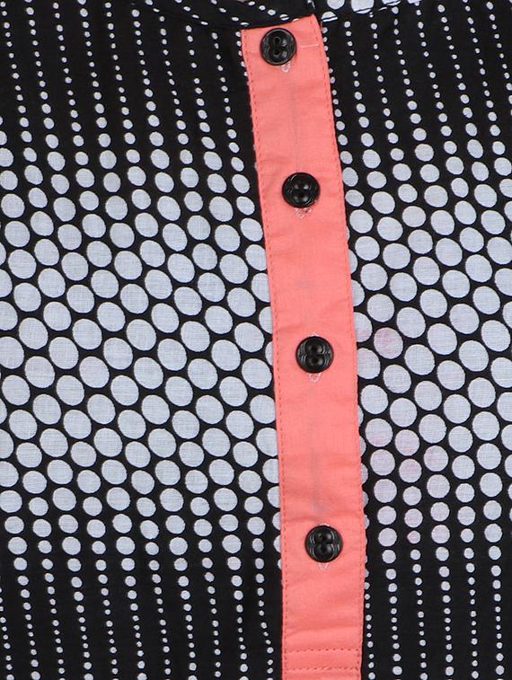 black cotton straight kurta - 14167893 - Zoom Image - 4