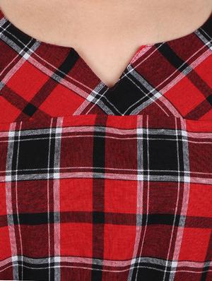 red cotton a-line kurta - 14167898 - Standard Image - 4