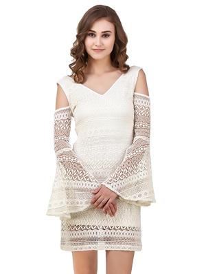 white solid lace sheath dress - 14169107 - Standard Image - 2