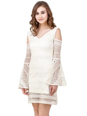 white solid lace sheath dress - 14169107 - Standard Image - 3