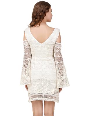 white solid lace sheath dress - 14169107 - Standard Image - 4