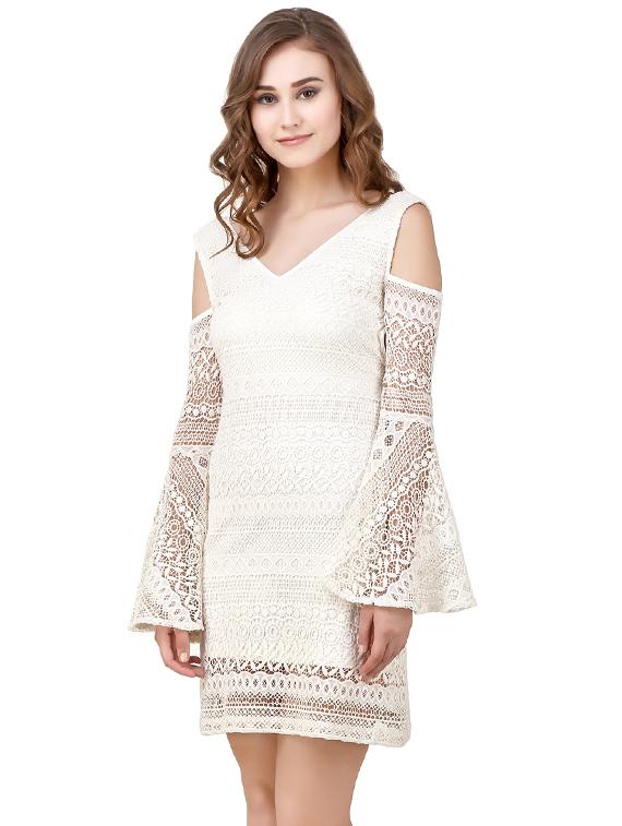 white solid lace sheath dress - 14169107 - Zoom Image - 3