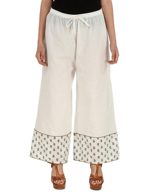 white printed cotton palazzo - 14169362 - Standard Image - 1