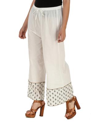 white printed cotton palazzo - 14169362 - Standard Image - 2